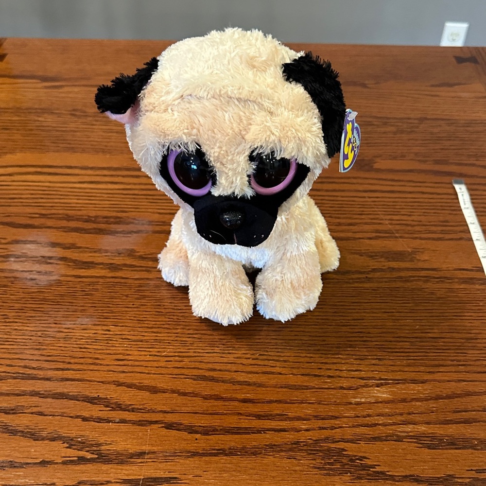 TY beanie boo stuffed animal dog named Pugsly with tags